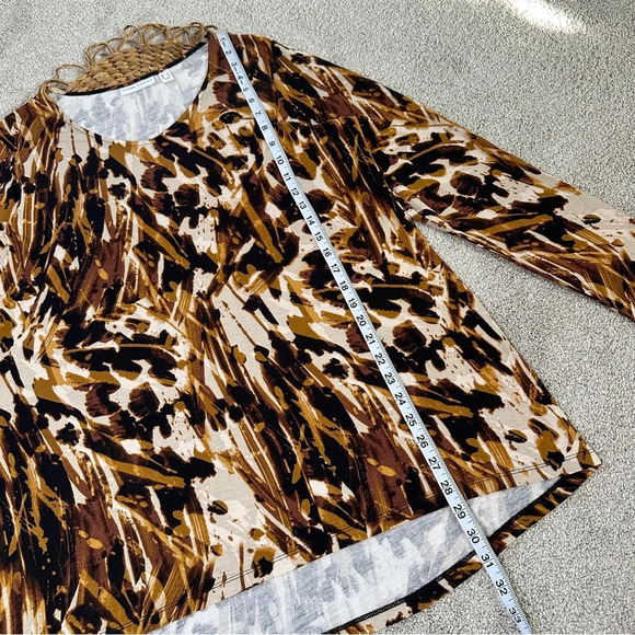 Susan Graver Bundle (2) Long Sleeve Printed Blouse Top Tunic Jersey Boho Size L - Picture 15 of 15